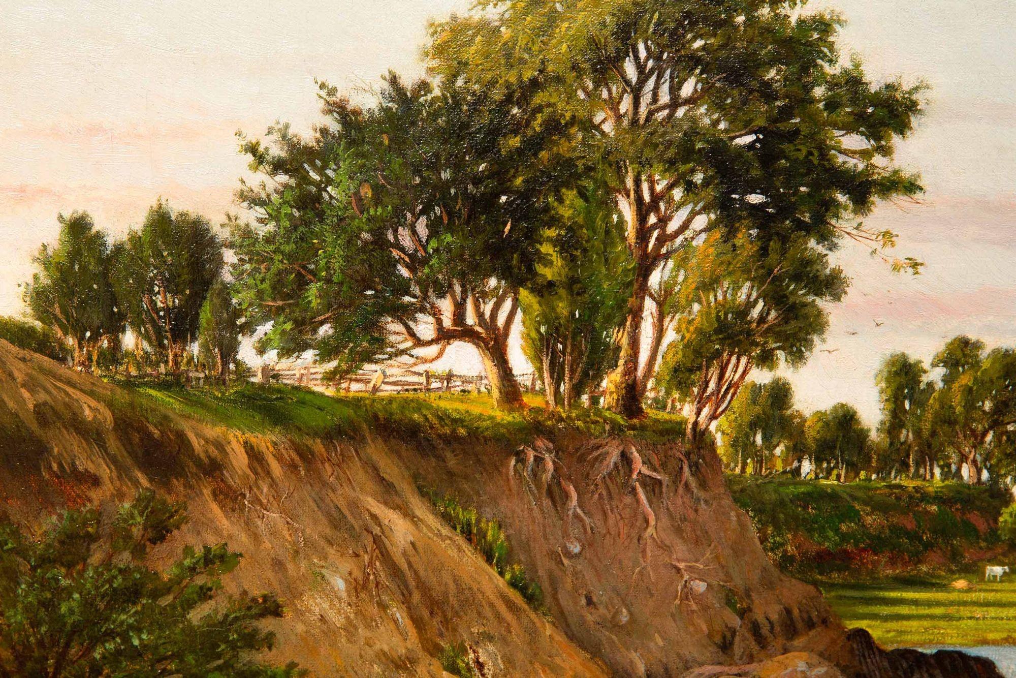 Paesaggio fluviale con pesca e vongole di Francois de Blois, 1874 ca. in vendita 2
