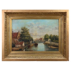 River Landscape with Sailboats, Belgium ca. 1850