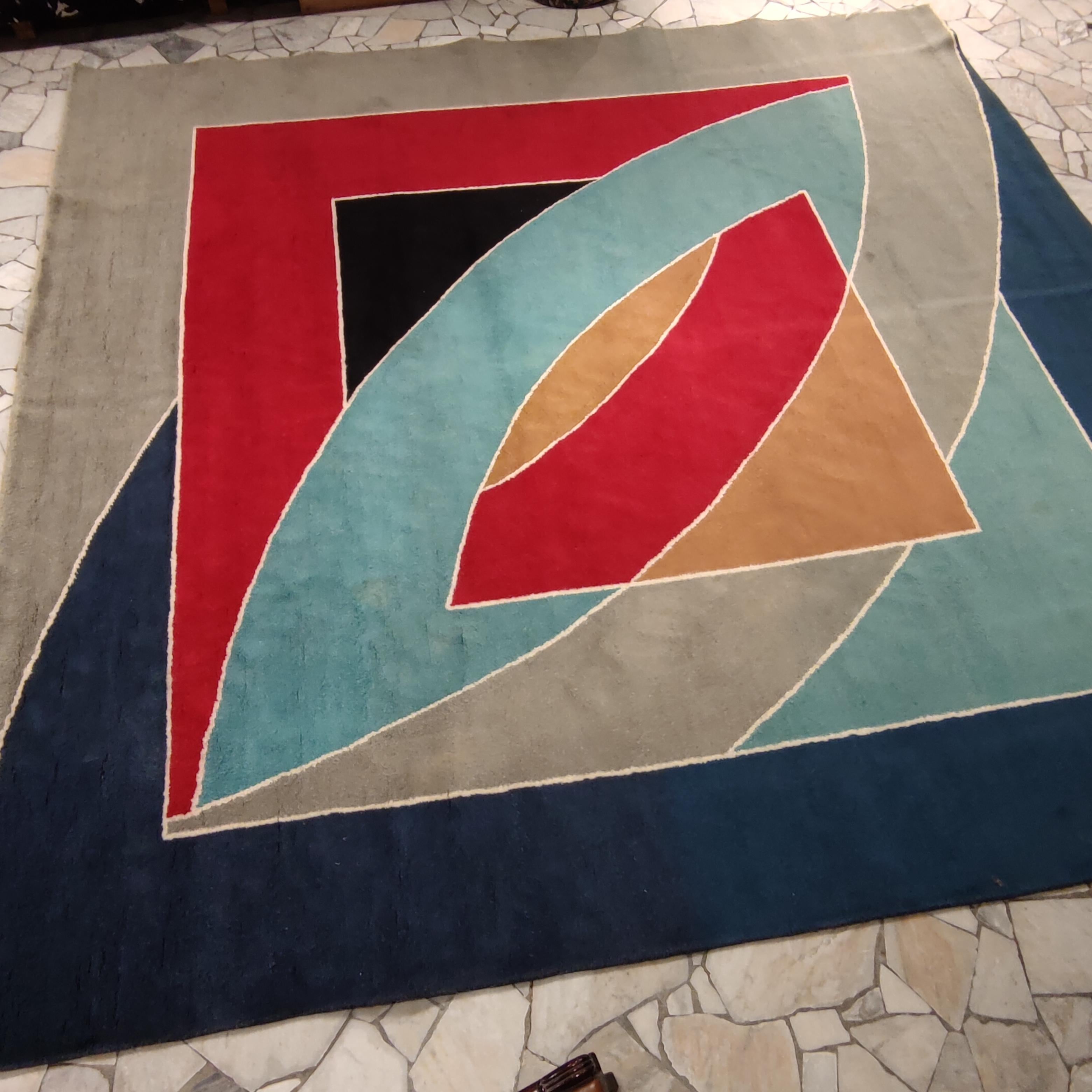 'River of Ponds' Wool Tapestry Rug by Frank Stella, 1970 For Sale 1