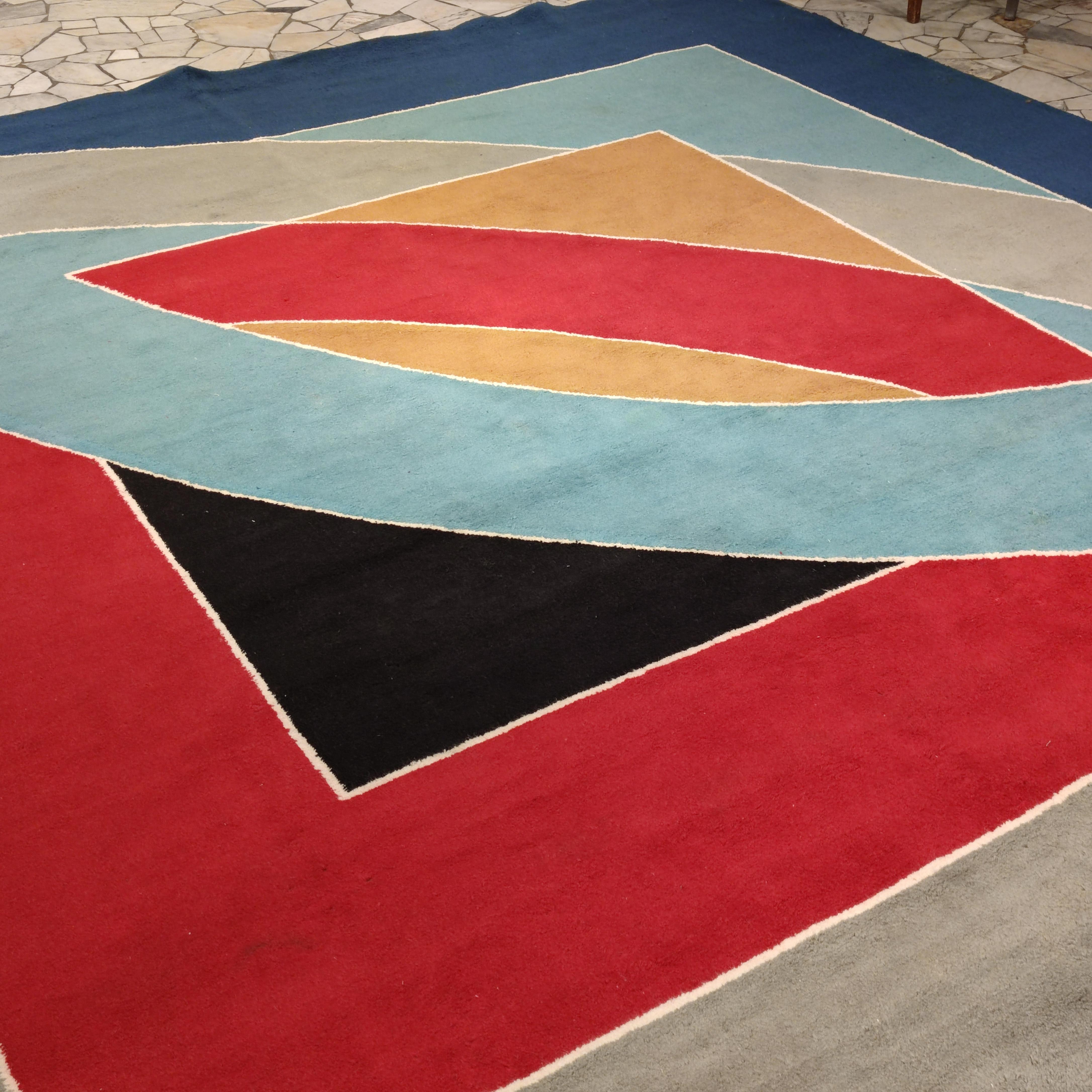 Modern 'River of Ponds' Wool Tapestry Rug by Frank Stella, 1970 For Sale