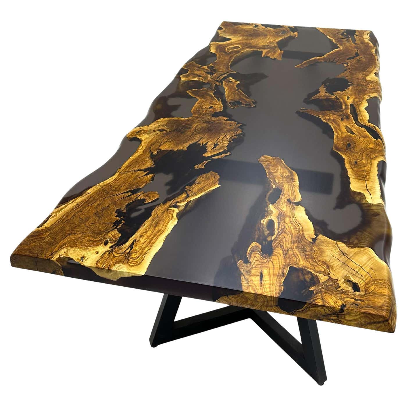 River Olive Epoxy Table - Live Edge River Dining Table - Custom Epoxy ...