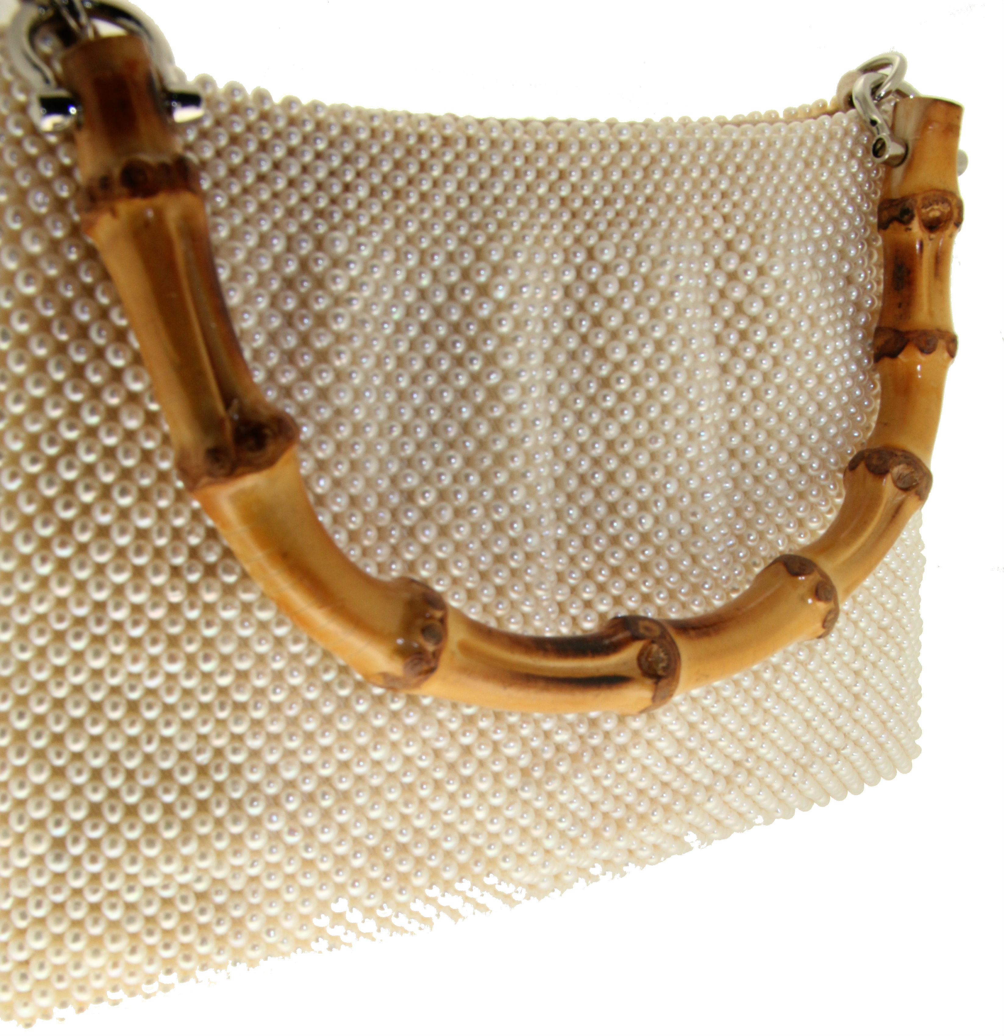 Bolso tejido de perlas River Pearls Artesano en venta