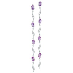 River-Pebble Amethyst und Diamant Station Duster Ohrringe 14 Karat