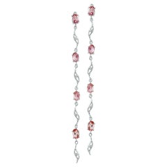 River-Pebble Pink Tourmaline Station Duster Earrings 14 Karat