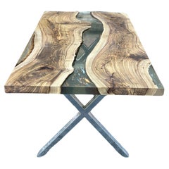 Tavolo da pranzo in legno massiccio - Live Edge River Table