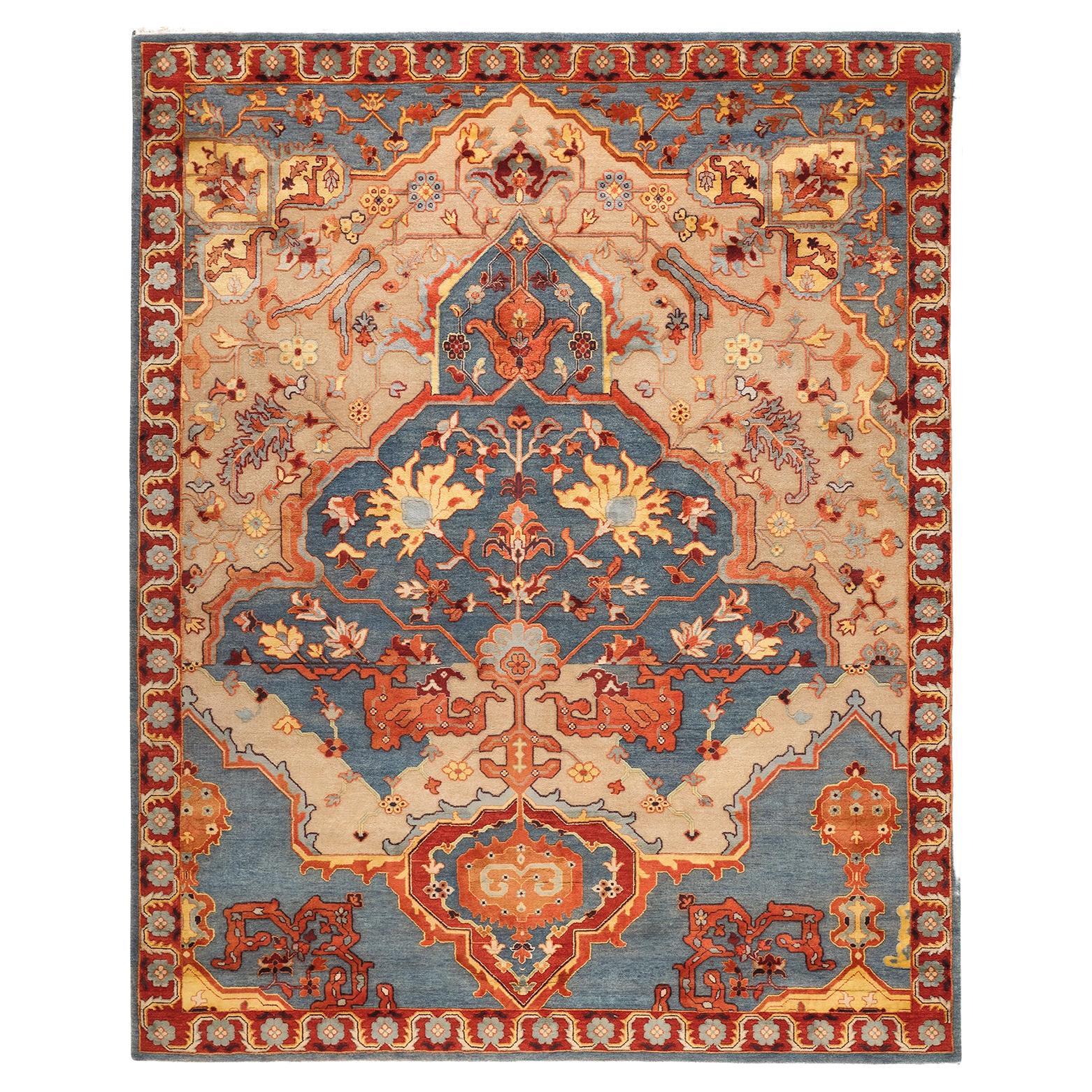 River Riverie Hand Knotted Persian Rug in Wool and Pure Silk by Hands