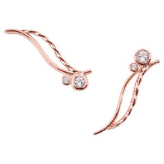 Boucles d'oreilles pendantes en or 18 carats avec diamants en forme de rose de rivière