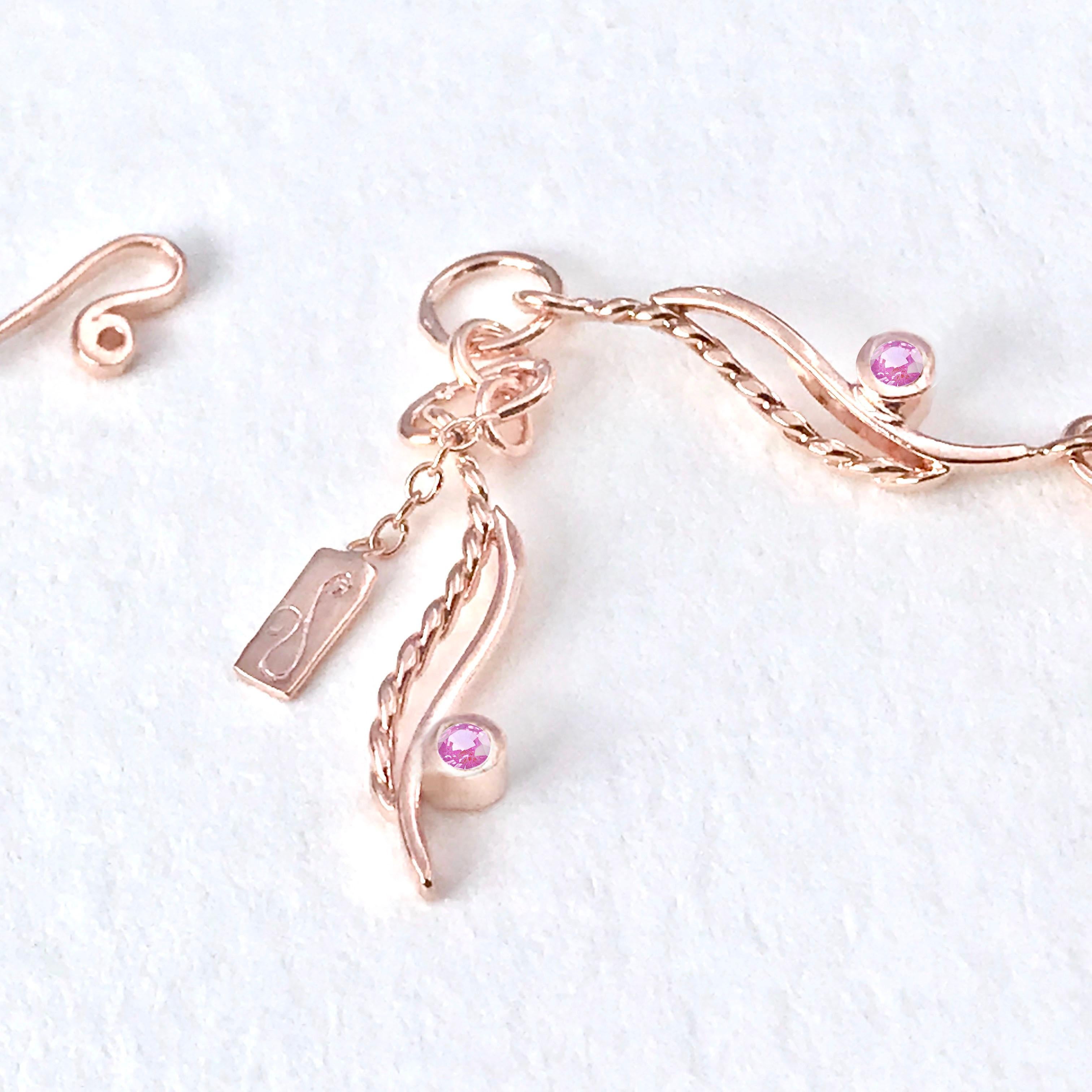 Women's River-Rose-Twist-Flow Bracelet with Pink Sapphire 18 Karat For Sale