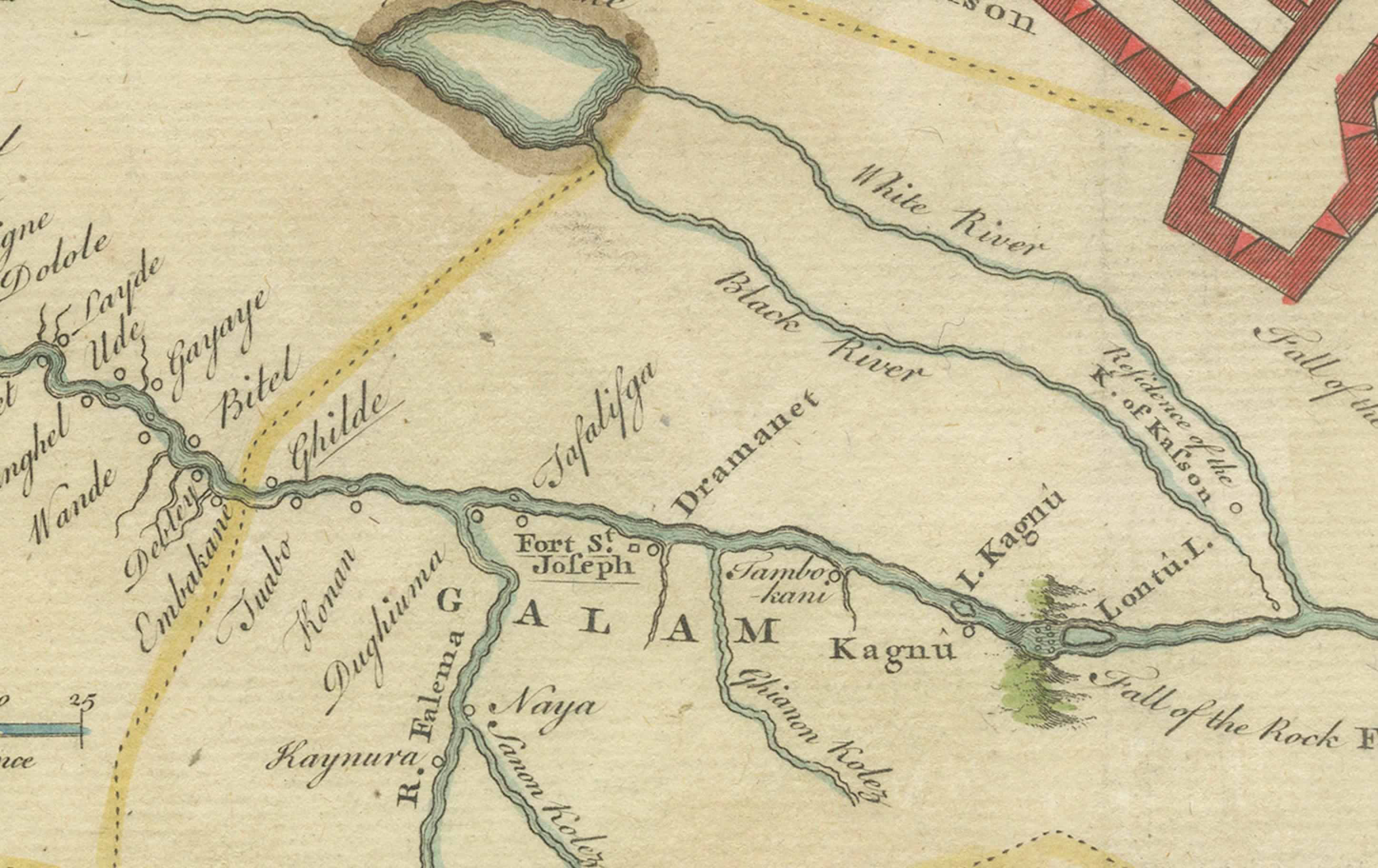 River Sanaga, West Africa – Elegant French Exploration Map, c.1750