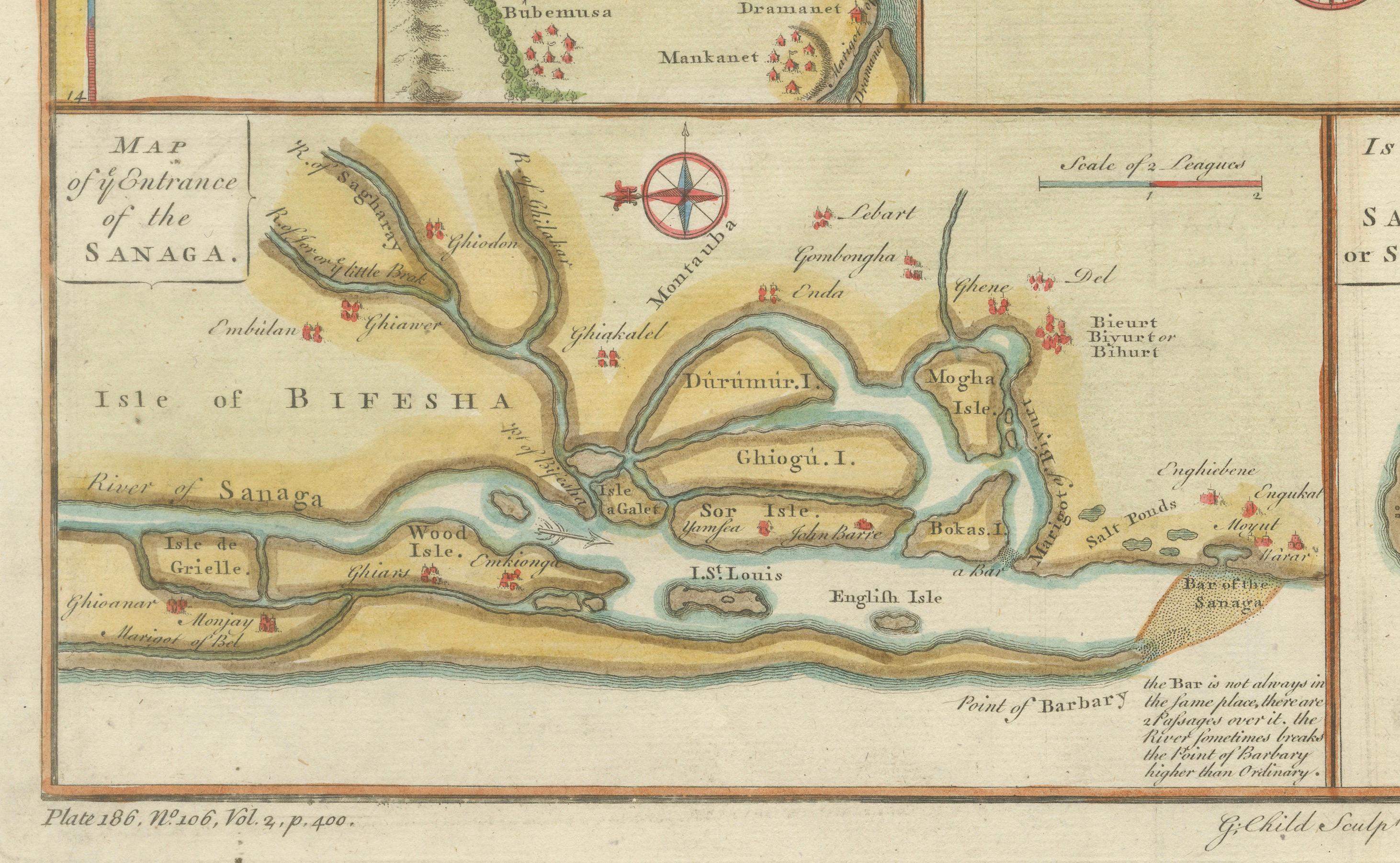 River Sanaga, West Africa – Elegant French Exploration Map, c.1750