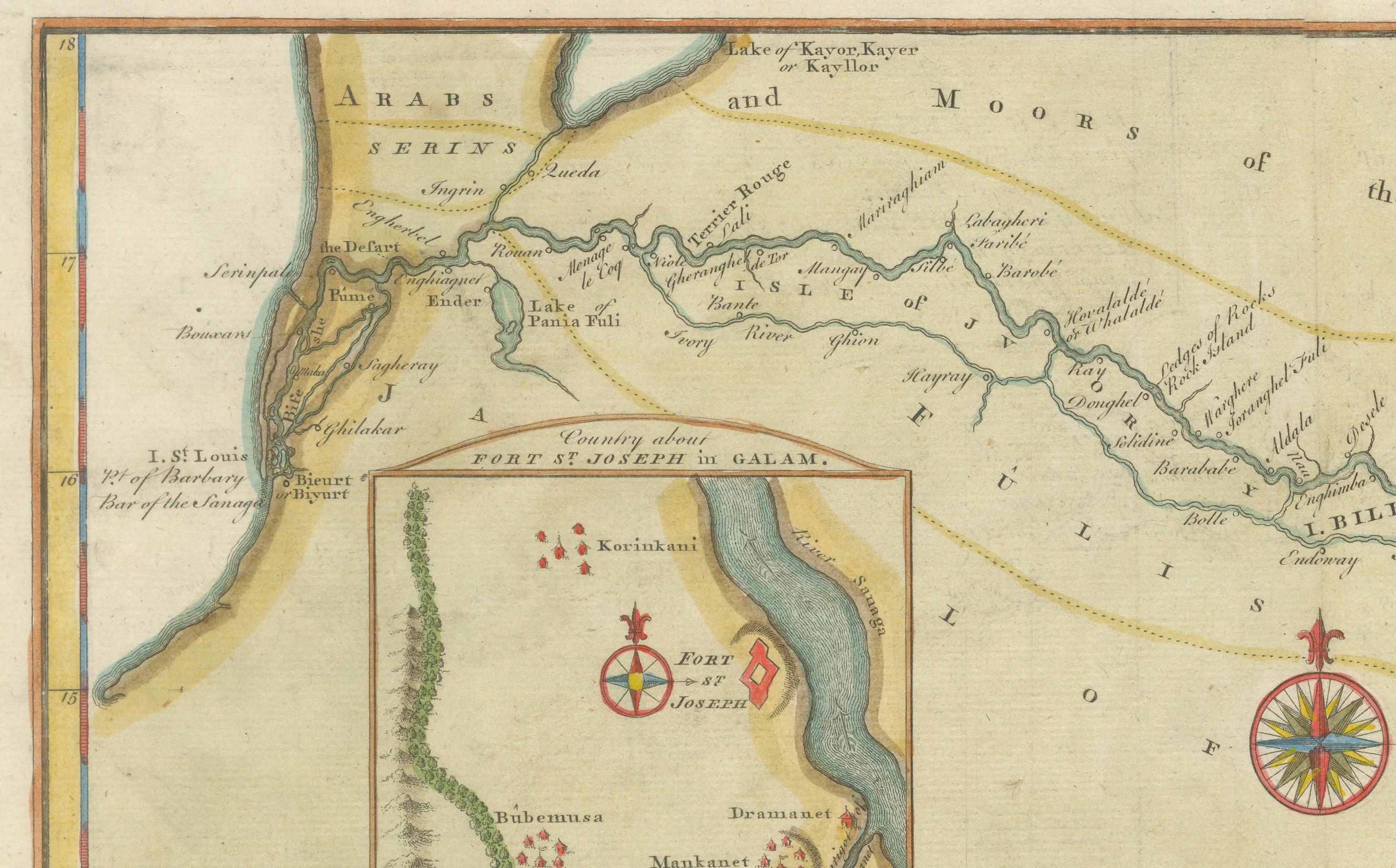 River Sanaga, West Africa – Elegant French Exploration Map, c.1750