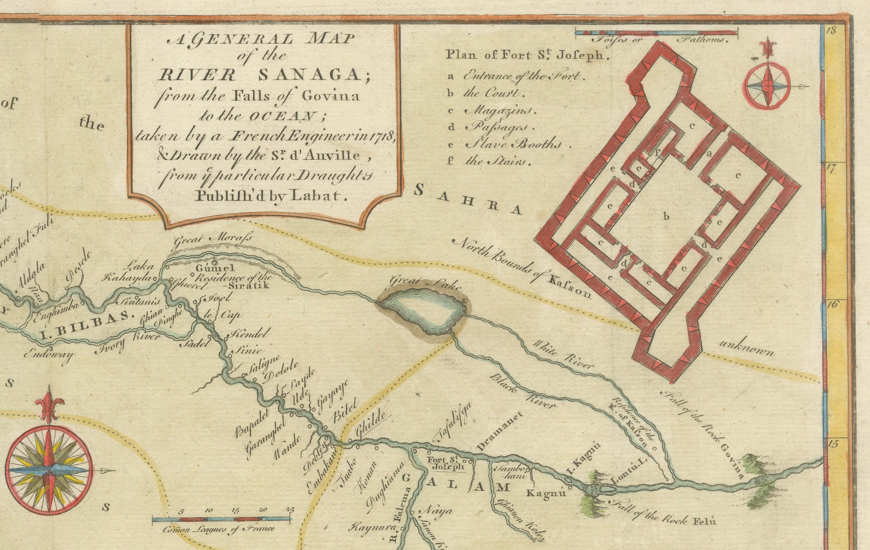 River Sanaga, West Africa – Elegant French Exploration Map, c.1750