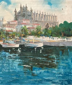 River Scene of a European City Oil Painting