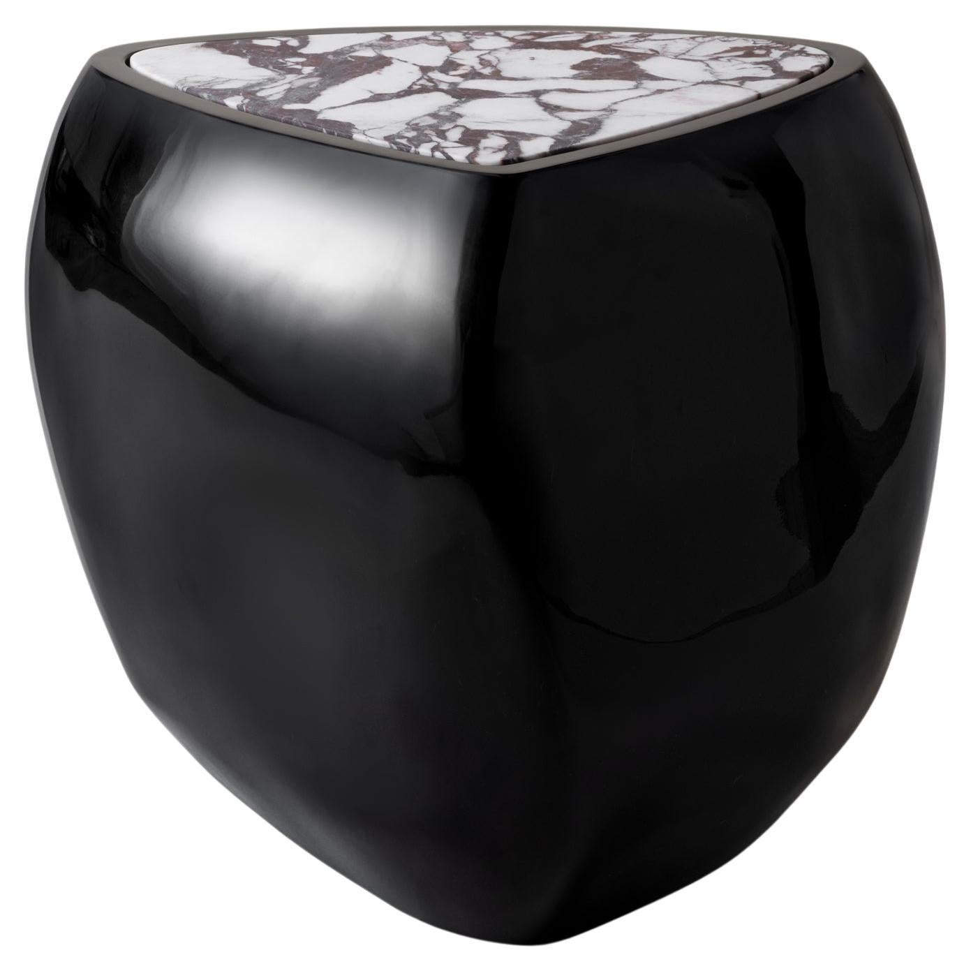 River Side Table in Black with Calacatta Viola Marble