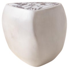 River Side Table in Cream with Calacatta Viola Marble