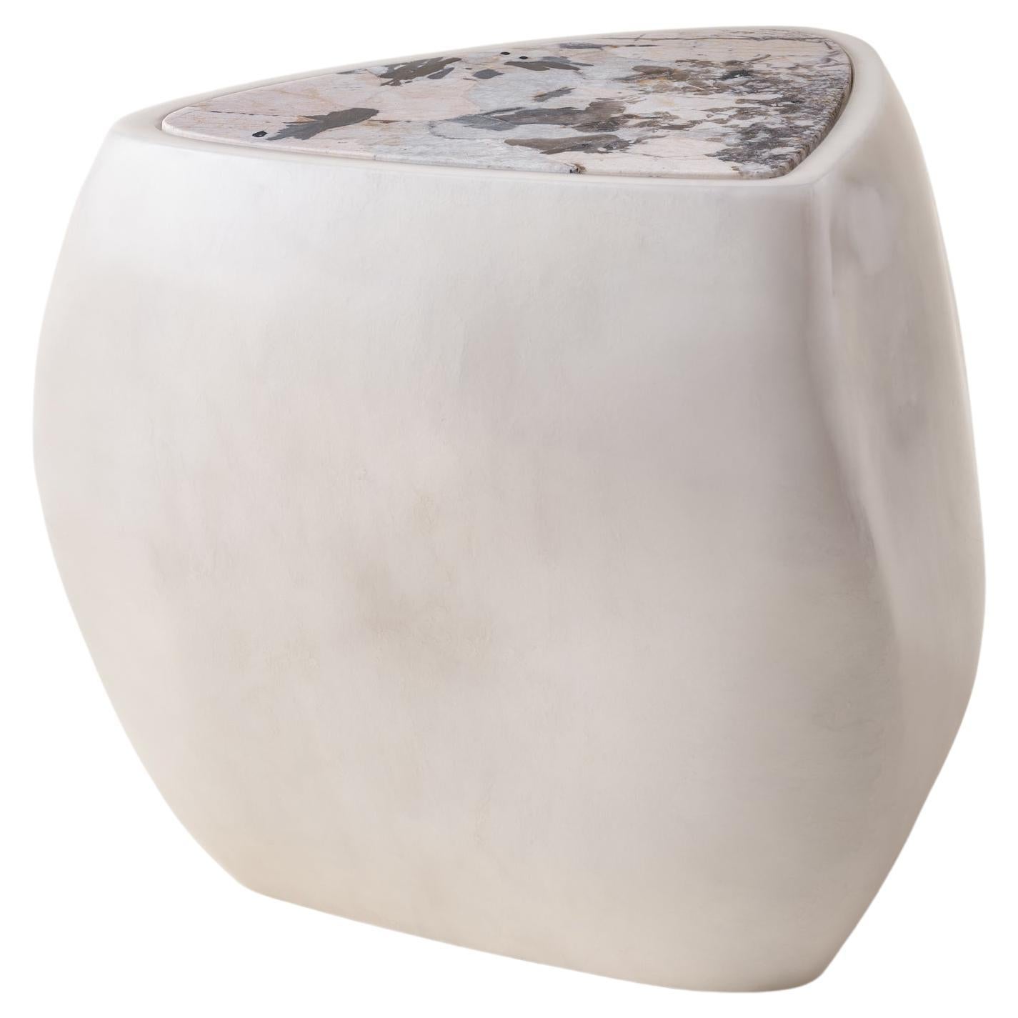 River Side Table in Cream with Patagonia Marble For Sale