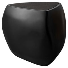 Konekt River Side Table - Matte Black Fiberglass and Ebonized Walnut