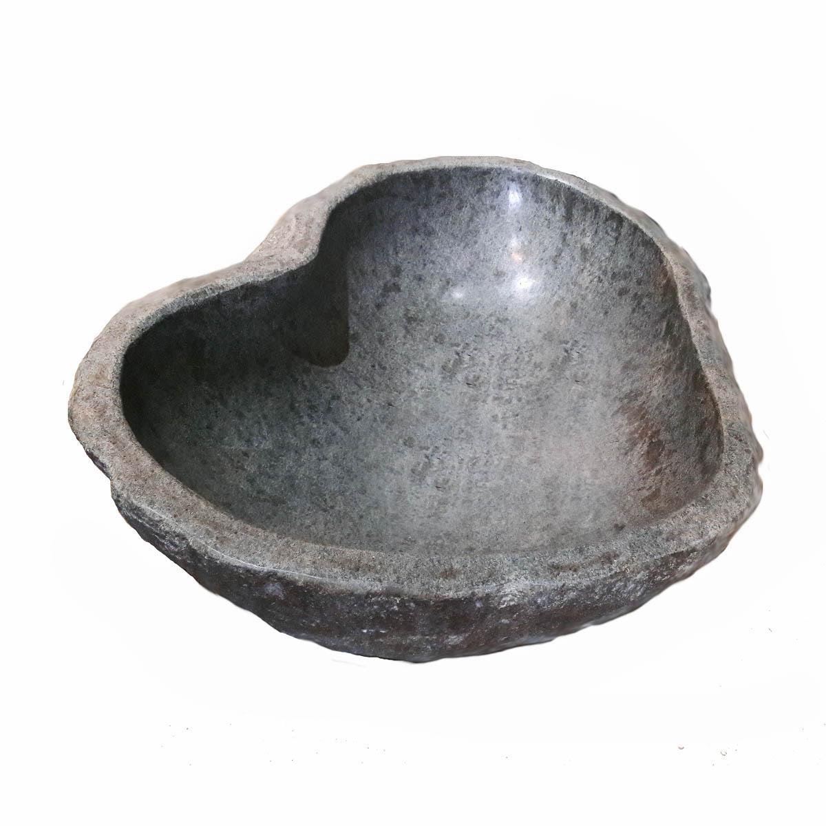 A river stone basin with polished inside, hand-carved in Indonesia. Contemporary. 
With a 4.75-inch depth at the bottom, it can easily convert to a wash sink (professional conversion suggested)

Great addition to a garden, patio, or a