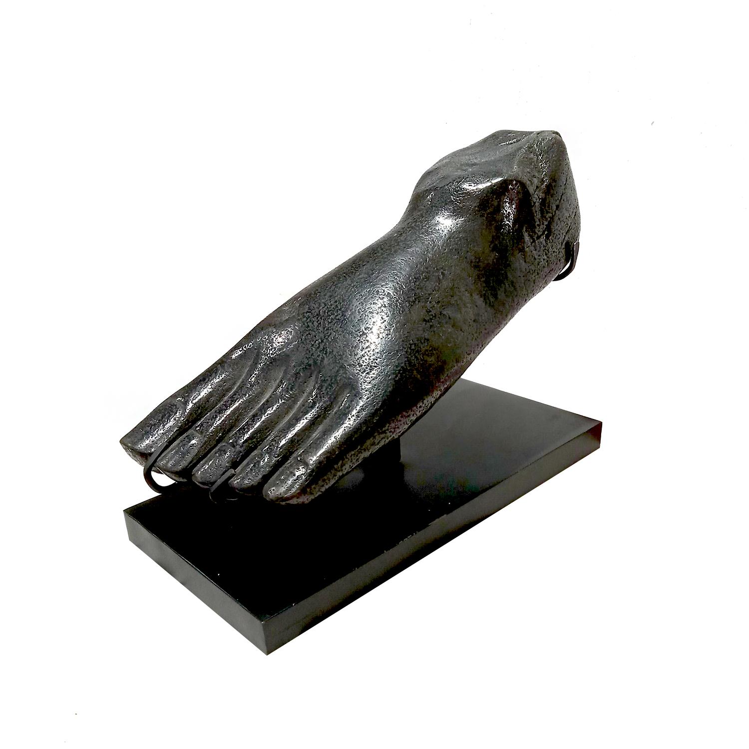 Tribal River Stone Foot Sculpture from Indonesia, on Stand For Sale