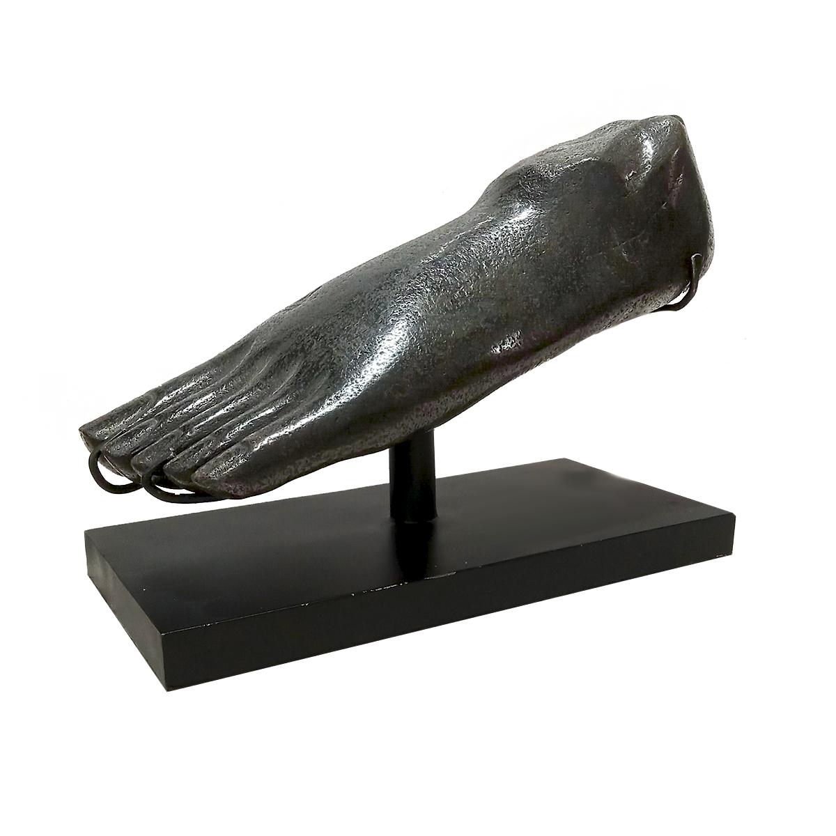 Indonesian River Stone Foot Sculpture from Indonesia, on Stand For Sale