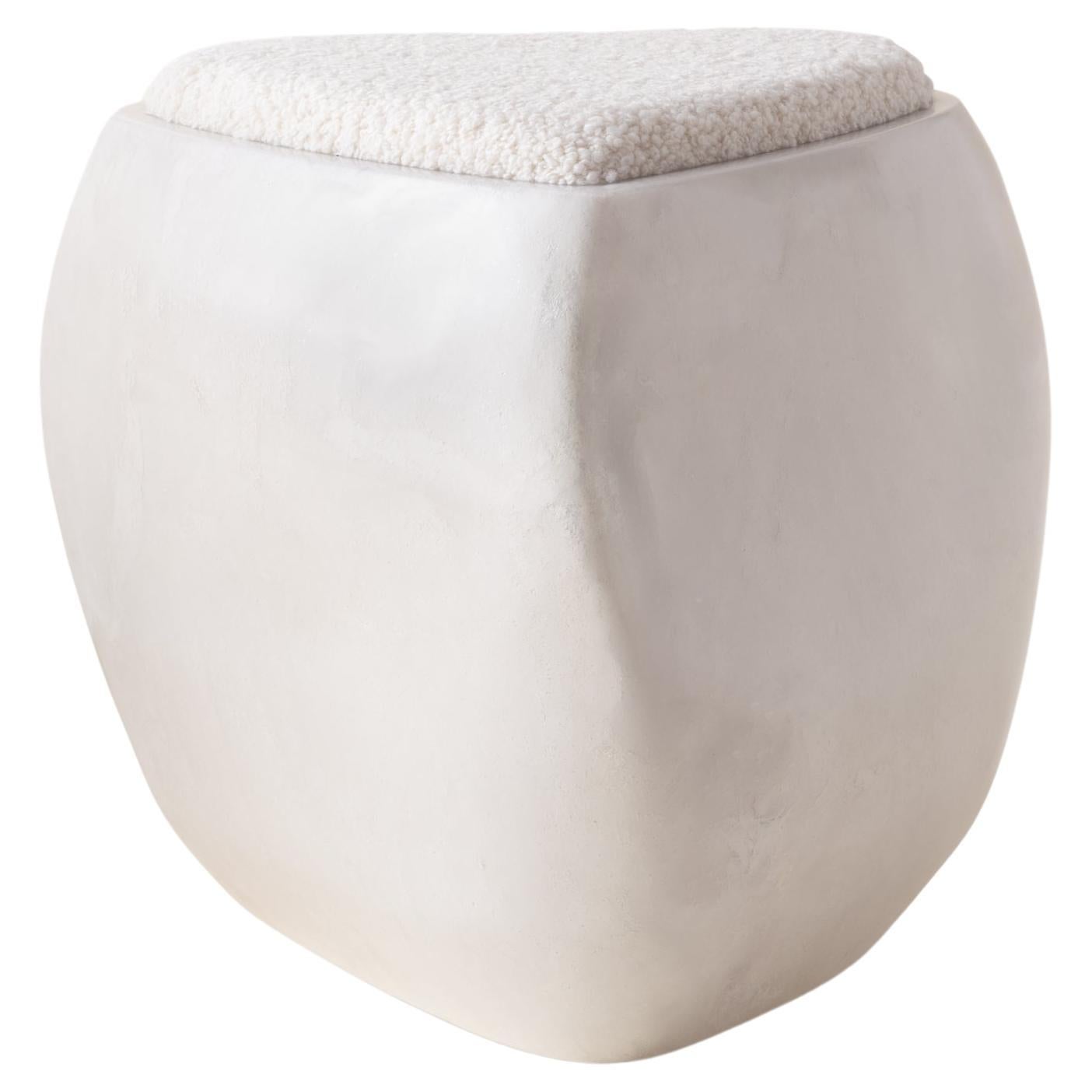 River Stool in Cream with Boucle For Sale