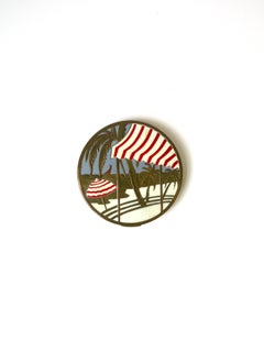 Riviera Beach Scene Mirror Compact, circa 1950s