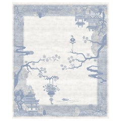 White Blue Rug for Bedroom Natural Wool Silk - Riverhouse Nebula Silky Weaving White Blue Rug for Bedroom Natural Wool Silk - Riverhouse Nebula Silky Weaving