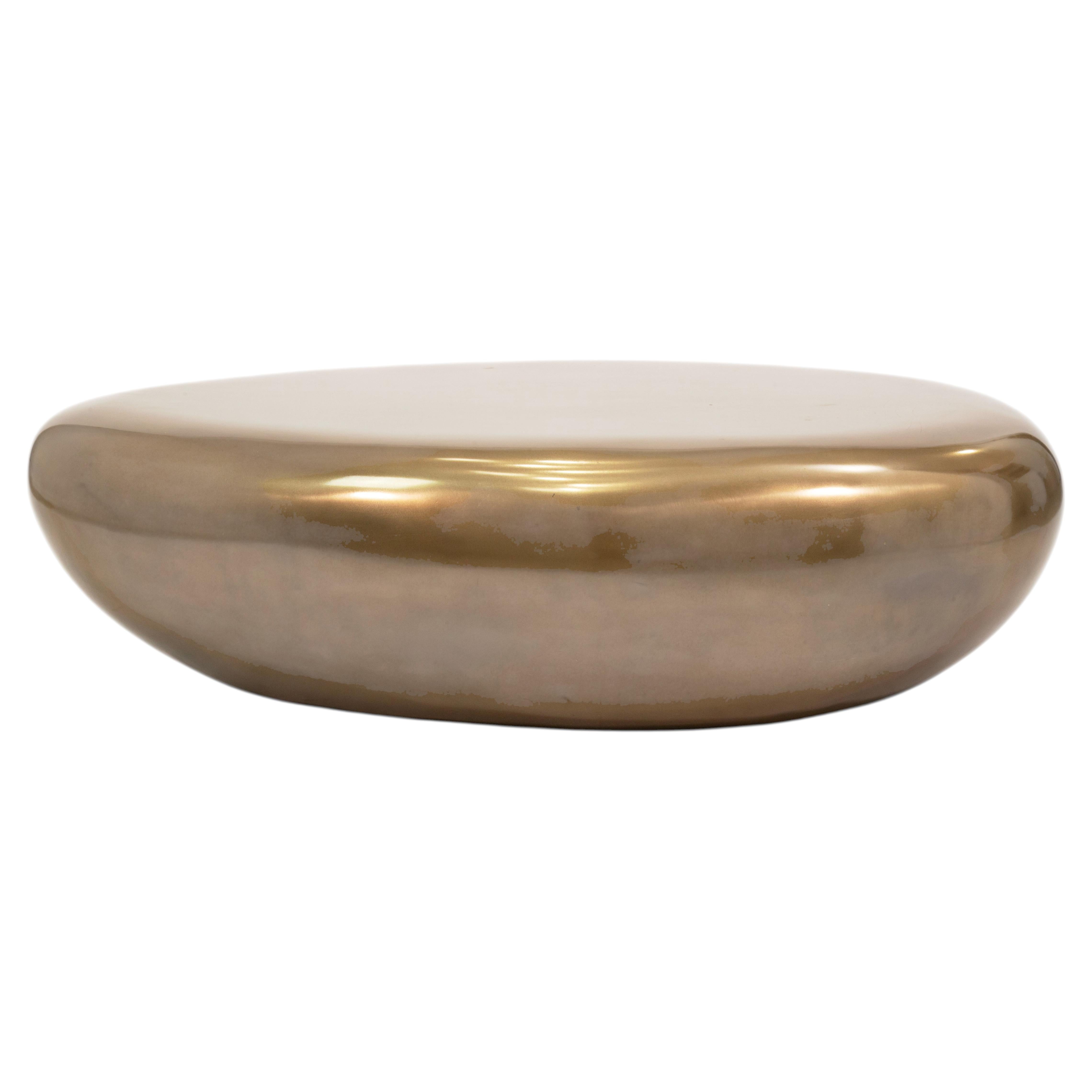 Riverstone Gold Leaf Egg Shaped Coffee Table For Philips Collection