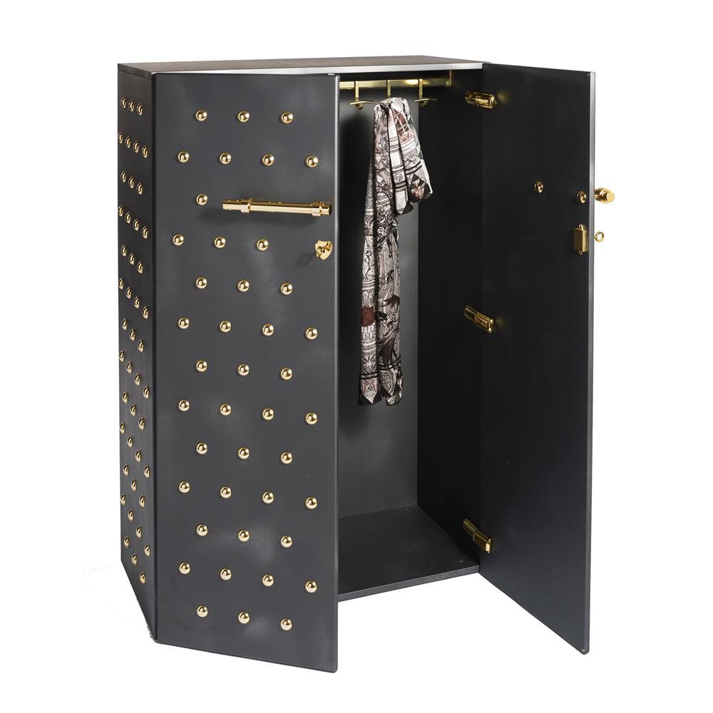 Contemporary Riveted Cabinet in Casted Iron in Iron Finish