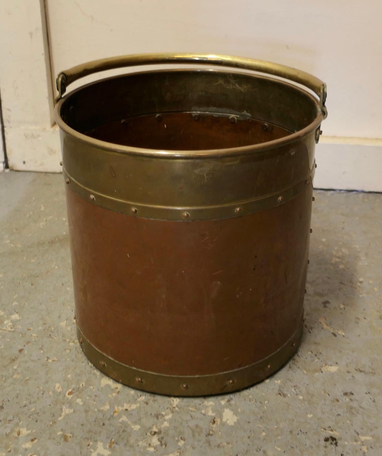 Riveted Copper and Brass Coal Bucket For Sale at 1stDibs