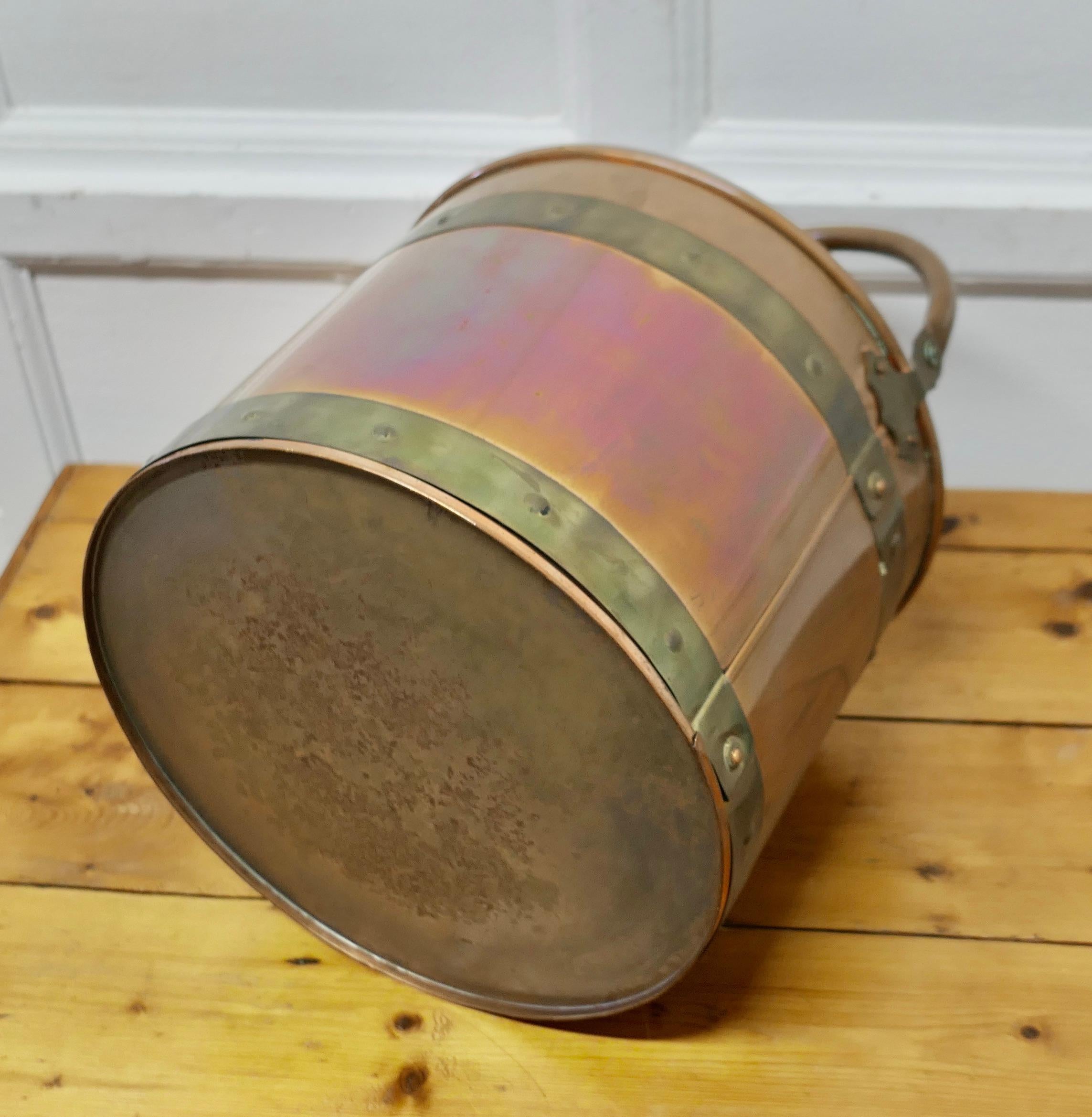 Riveted Copper and Brass Coal Bucket     For Sale 1