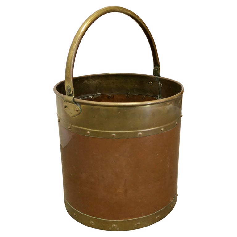 Riveted Copper and Brass Coal Bucket For Sale at 1stDibs