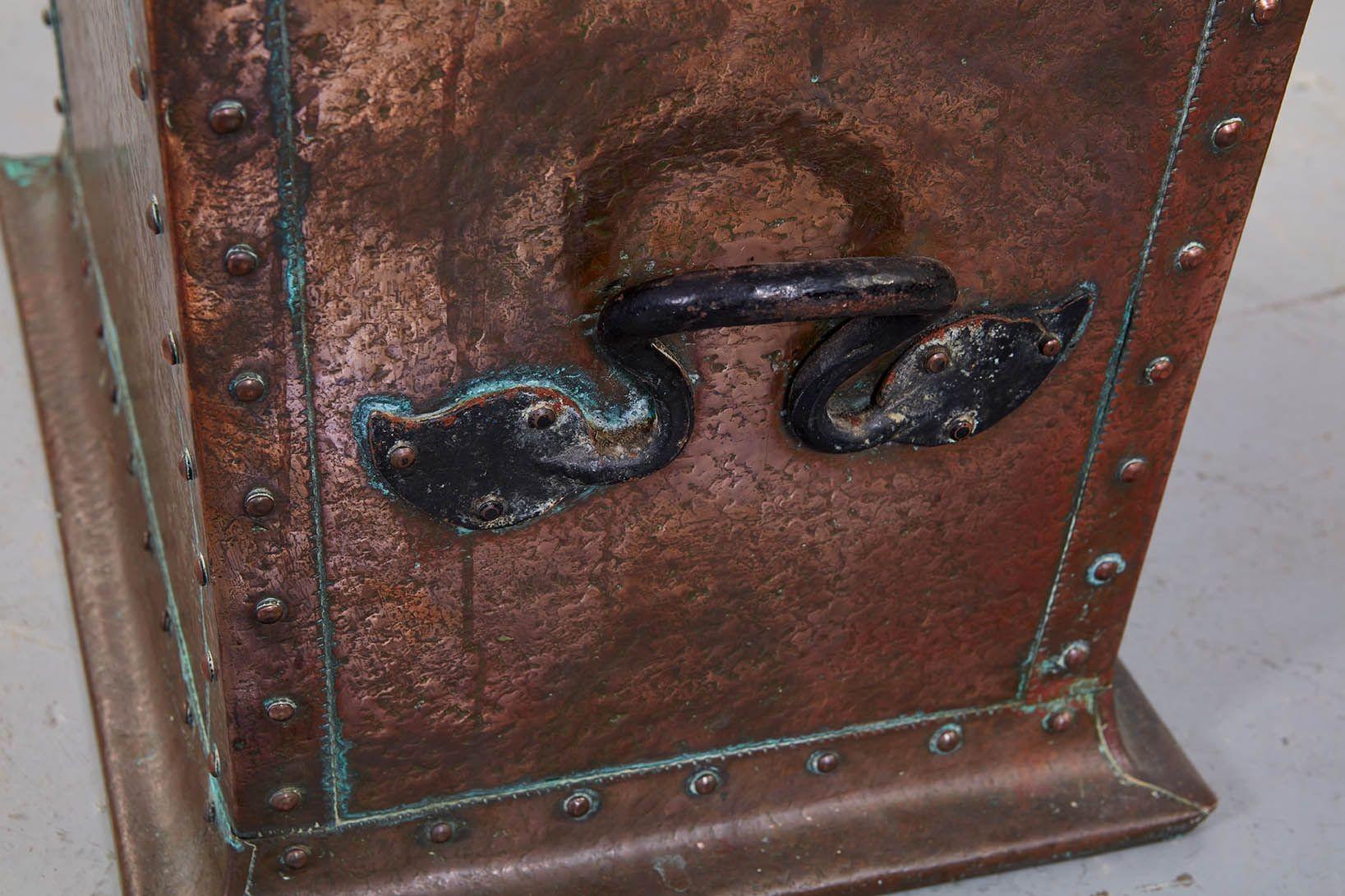 Late 19th Century Riveted Copper Arts and Crafts Kindling Box For Sale
