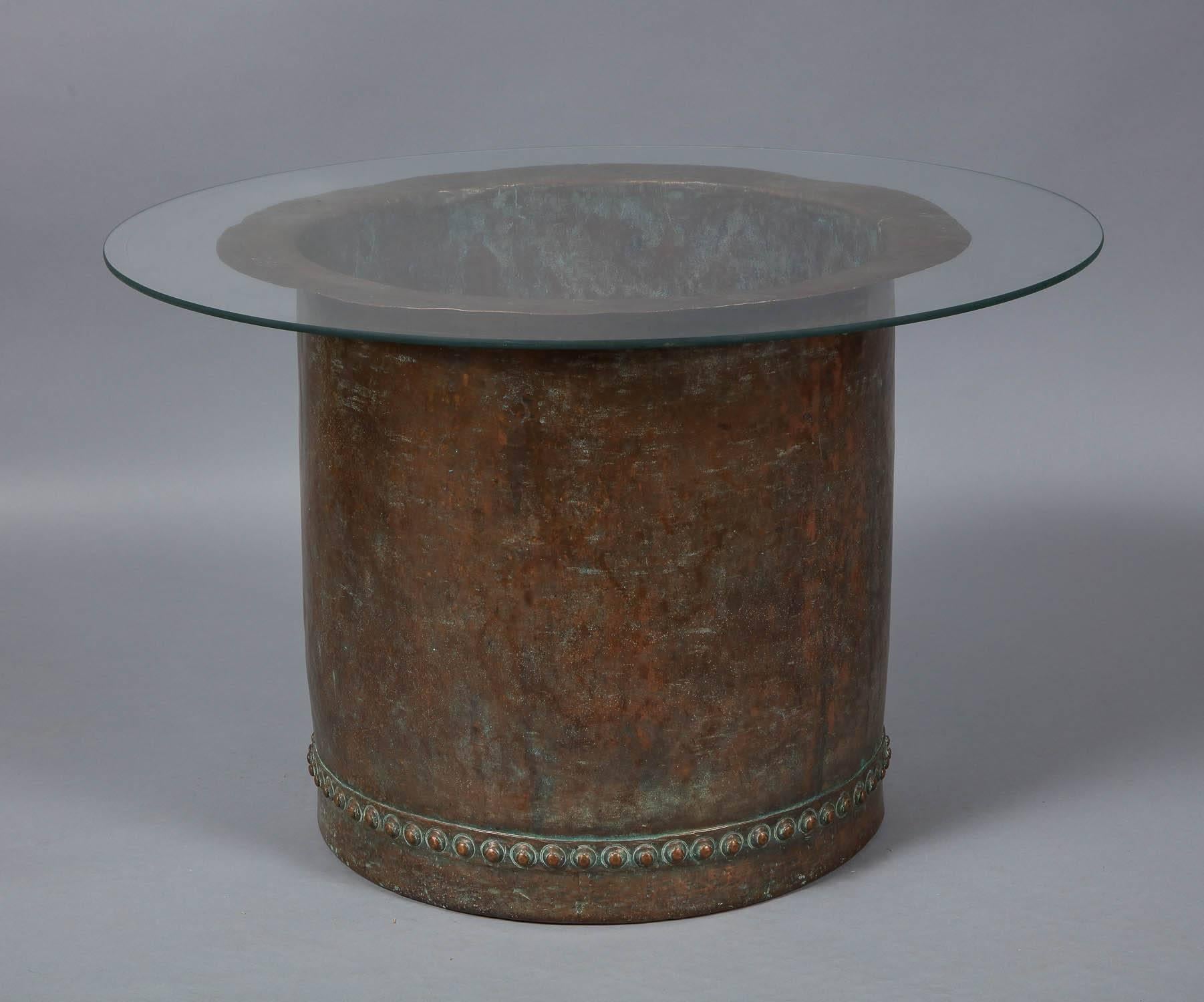 English Riveted Copper Early 19th Century Oversize Log Bin, as Coffee Table