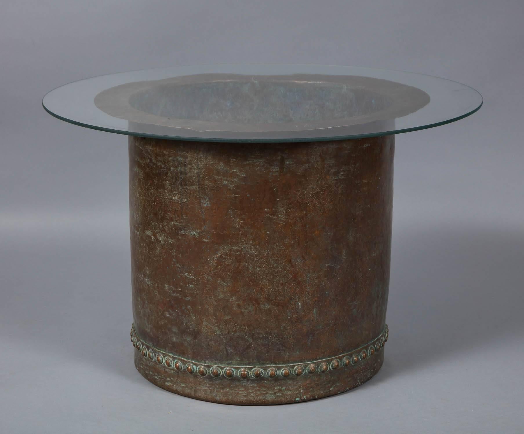 Riveted Copper Early 19th Century Oversize Log Bin, as Coffee Table In Good Condition In Greenwich, CT