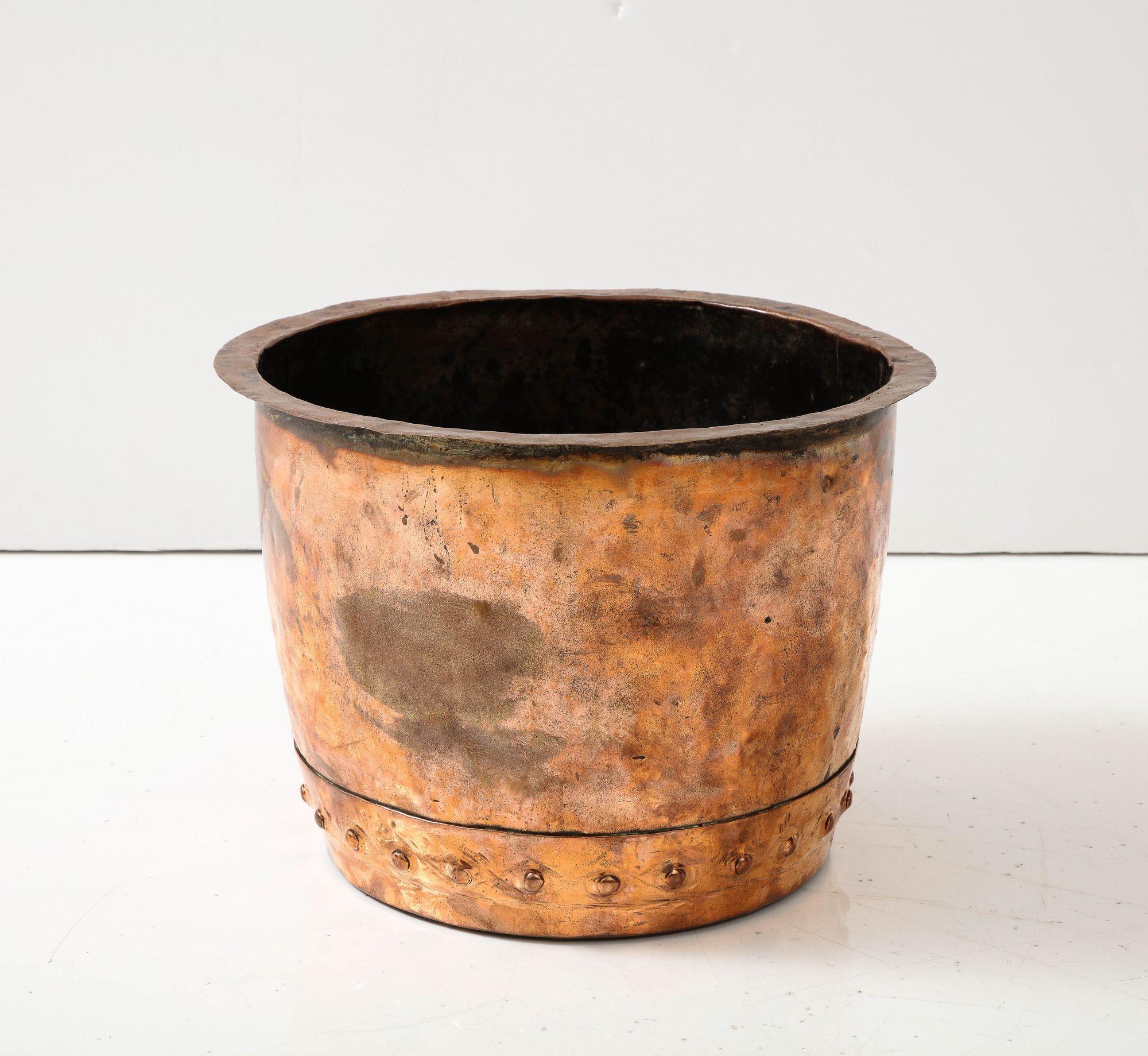English Riveted Copper Log Bin For Sale