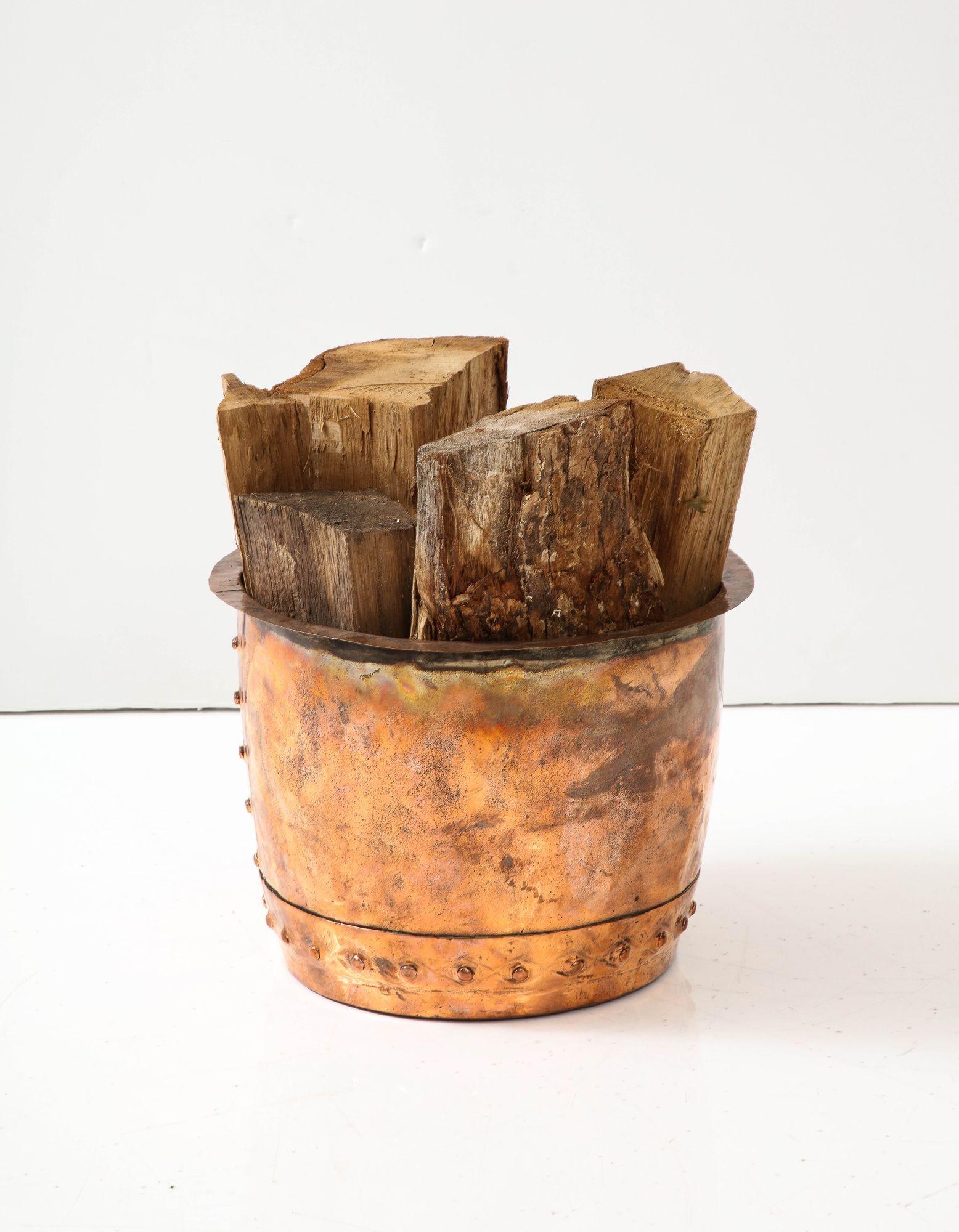 Riveted Copper Log Bin For Sale 1