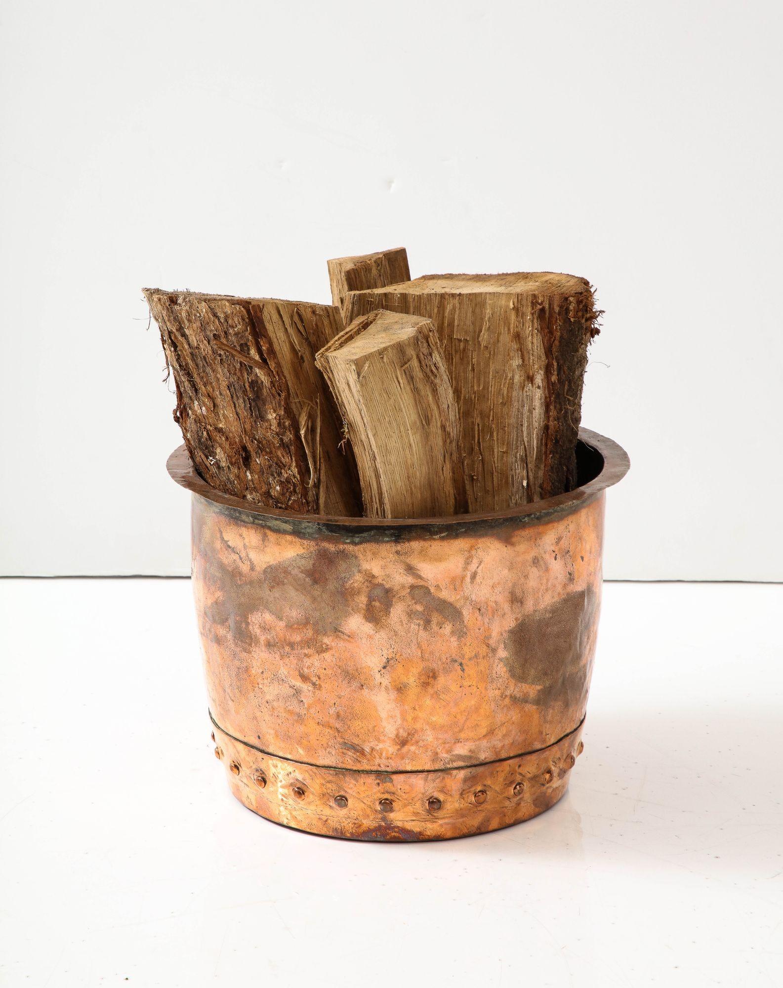 Riveted Copper Log Bin For Sale 2