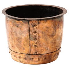 Antique Riveted Copper Log Bin