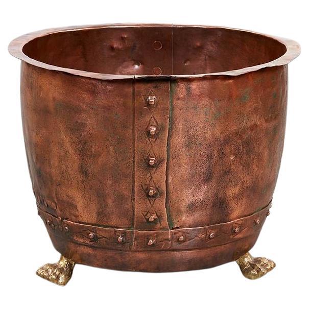 Riveted Copper Log Bin For Sale