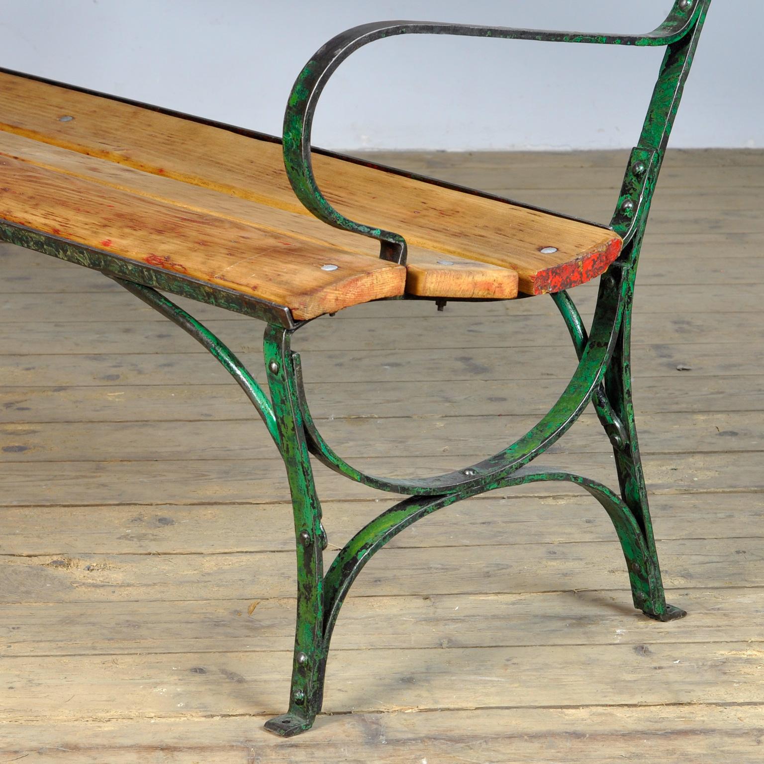 Early 20th Century Riveted Iron Garden Bench, 1920s