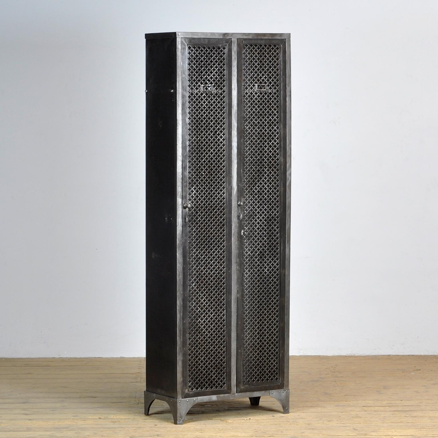Industrial Riveted Iron Locker, 1930's For Sale