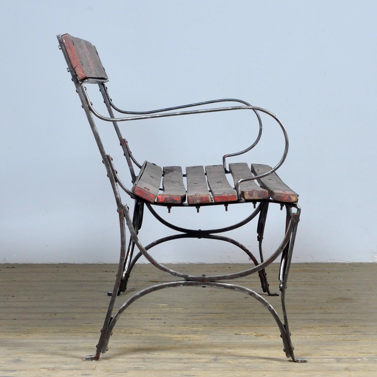  Riveted iron park bench 1920s  For Sale 3