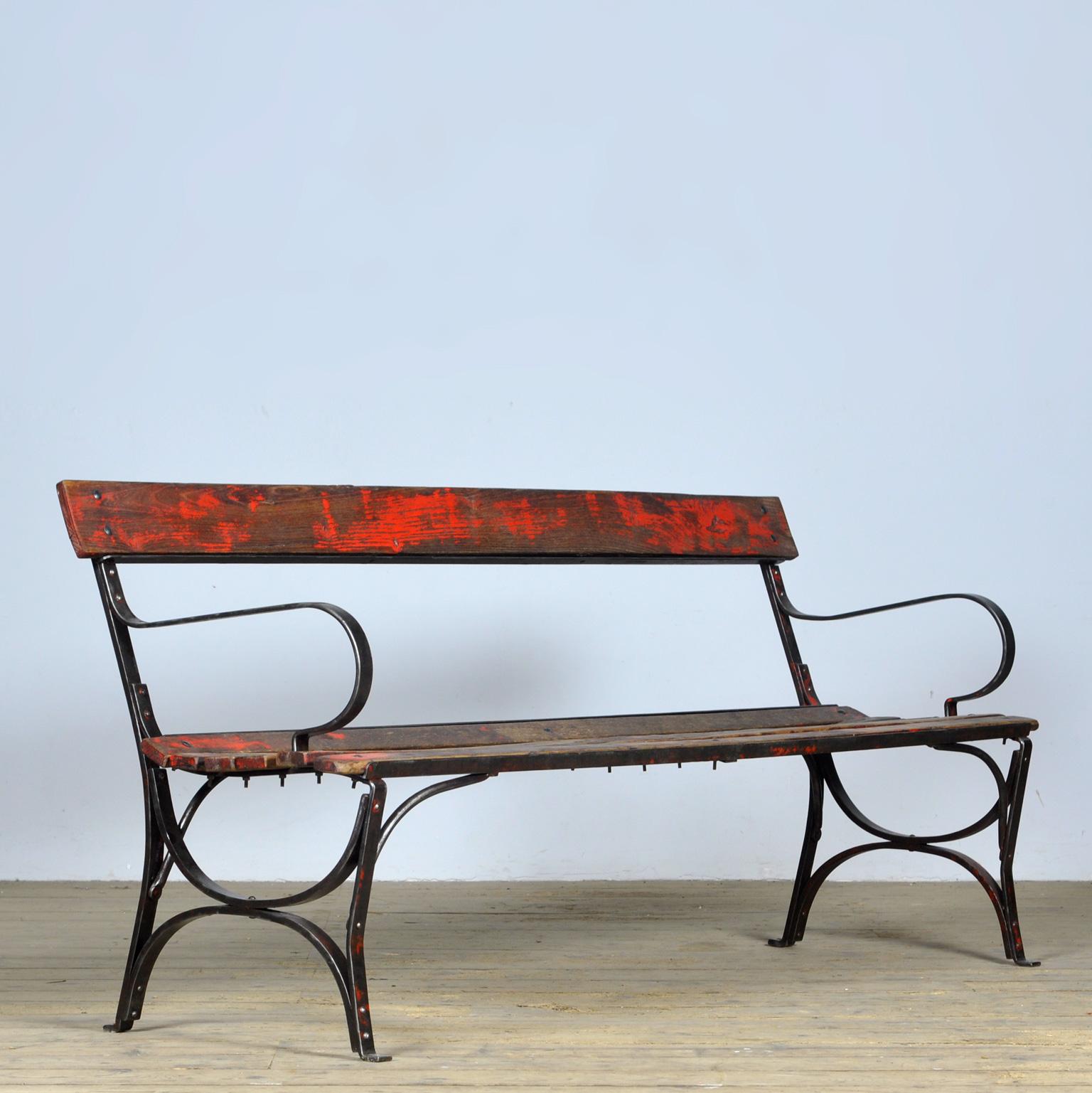  Riveted iron park bench 1920s  For Sale 4