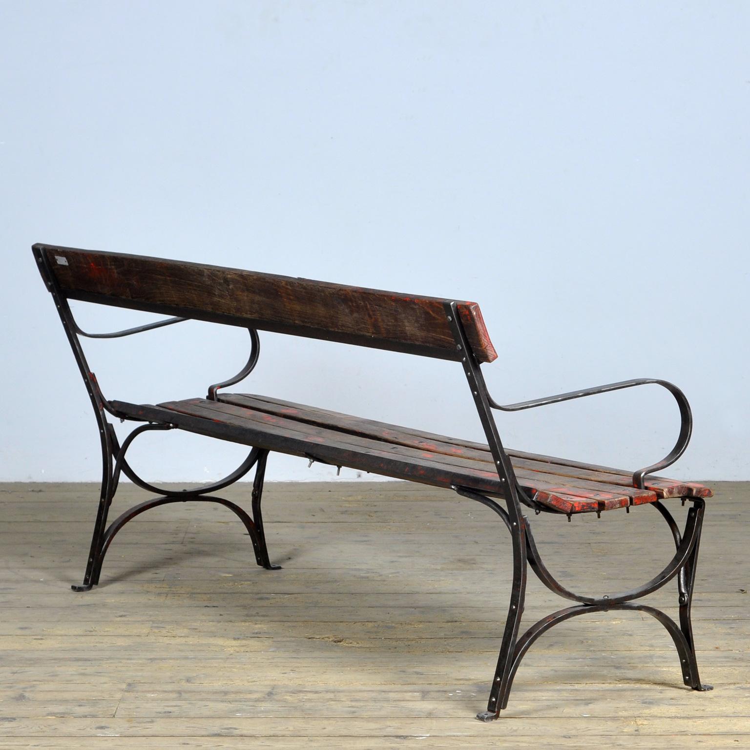  Riveted iron park bench 1920s  For Sale 7