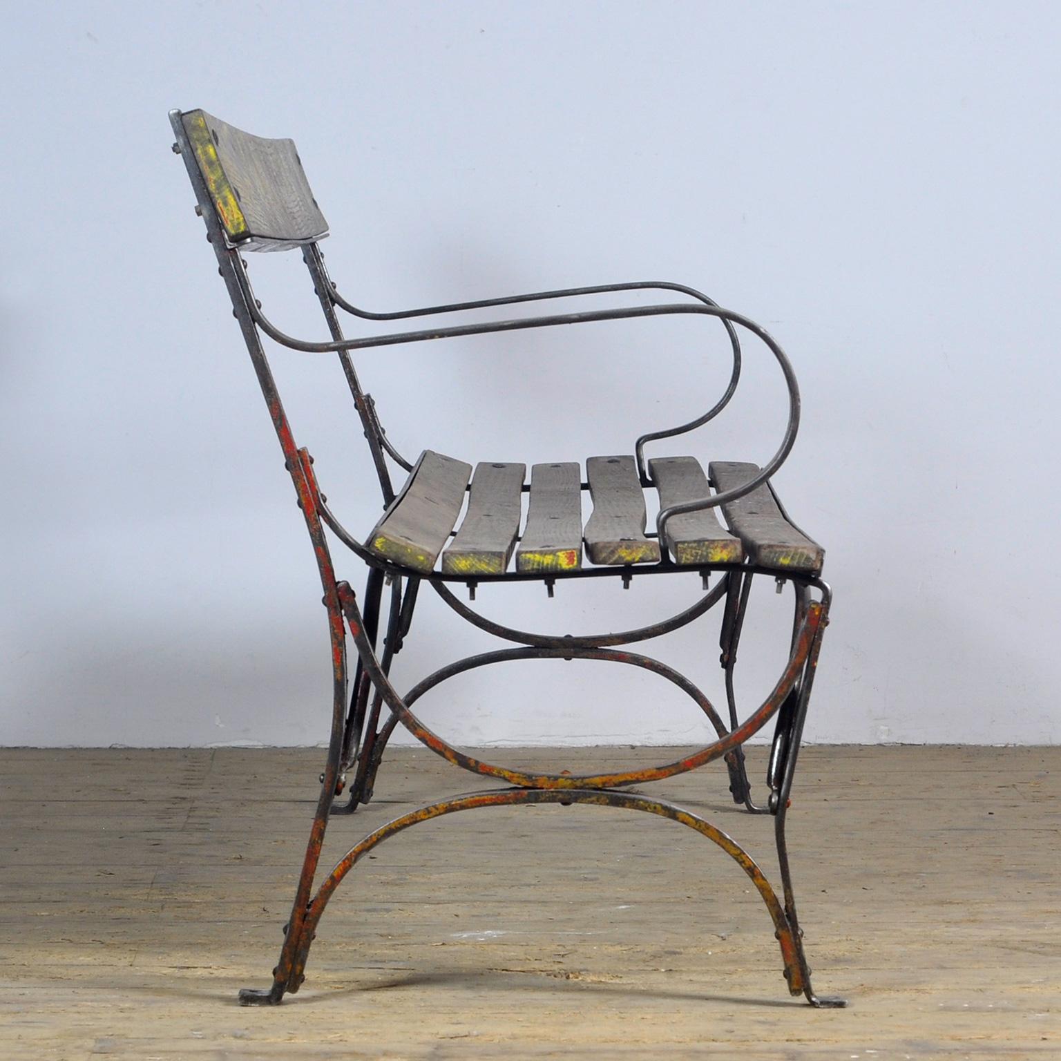 Riveted Iron Park Bench 1920s For Sale 7