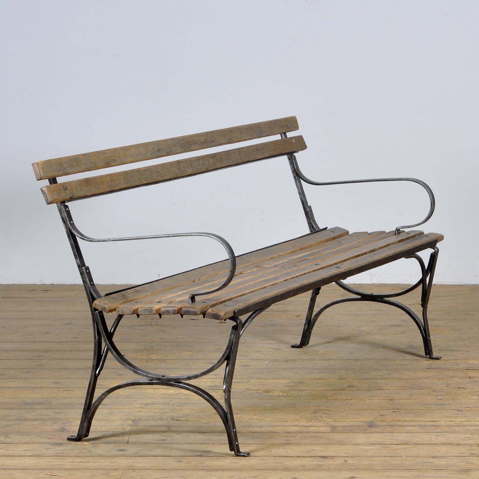 Industrial Riveted Iron Park Bench, 1920s