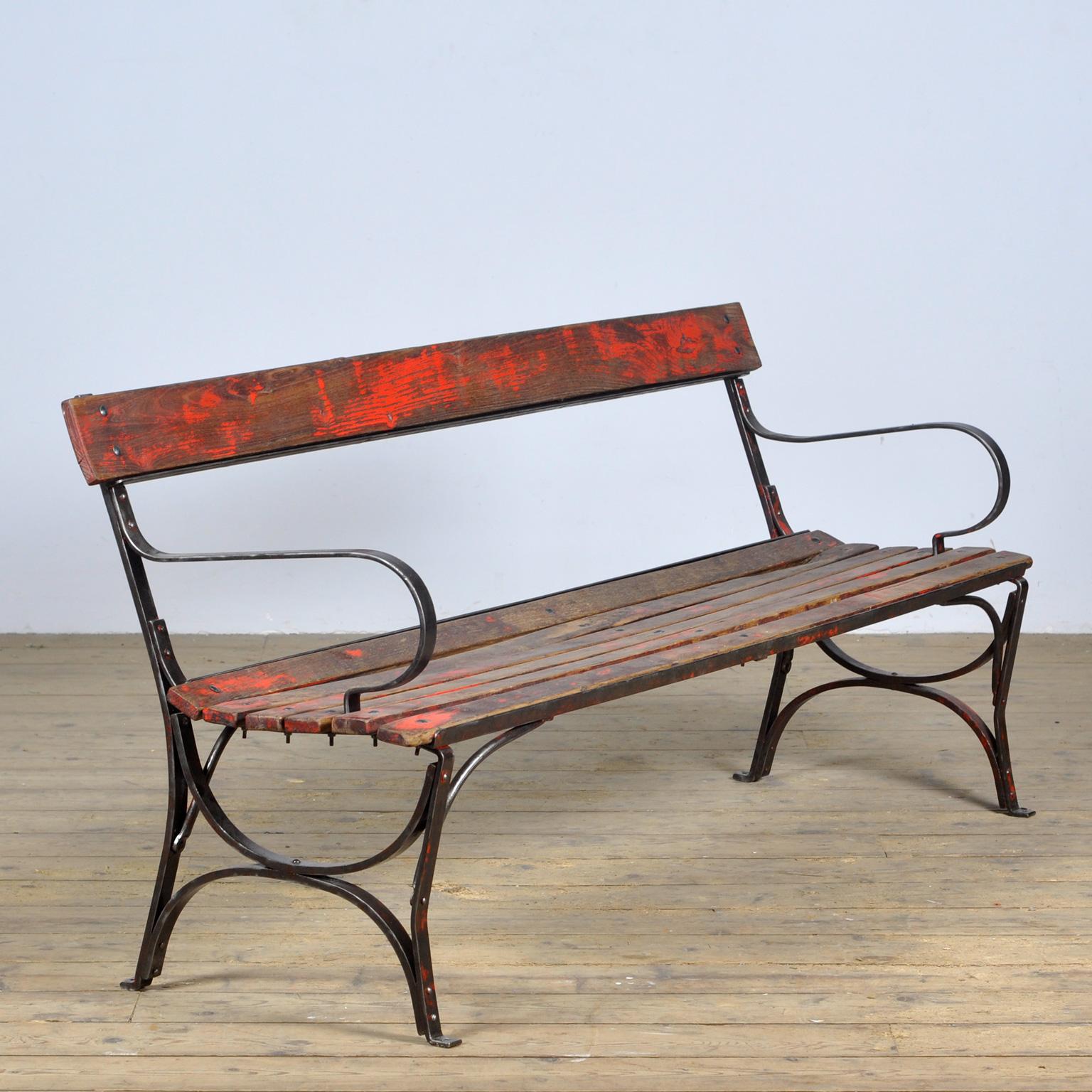 Industrial  Riveted iron park bench 1920s  For Sale