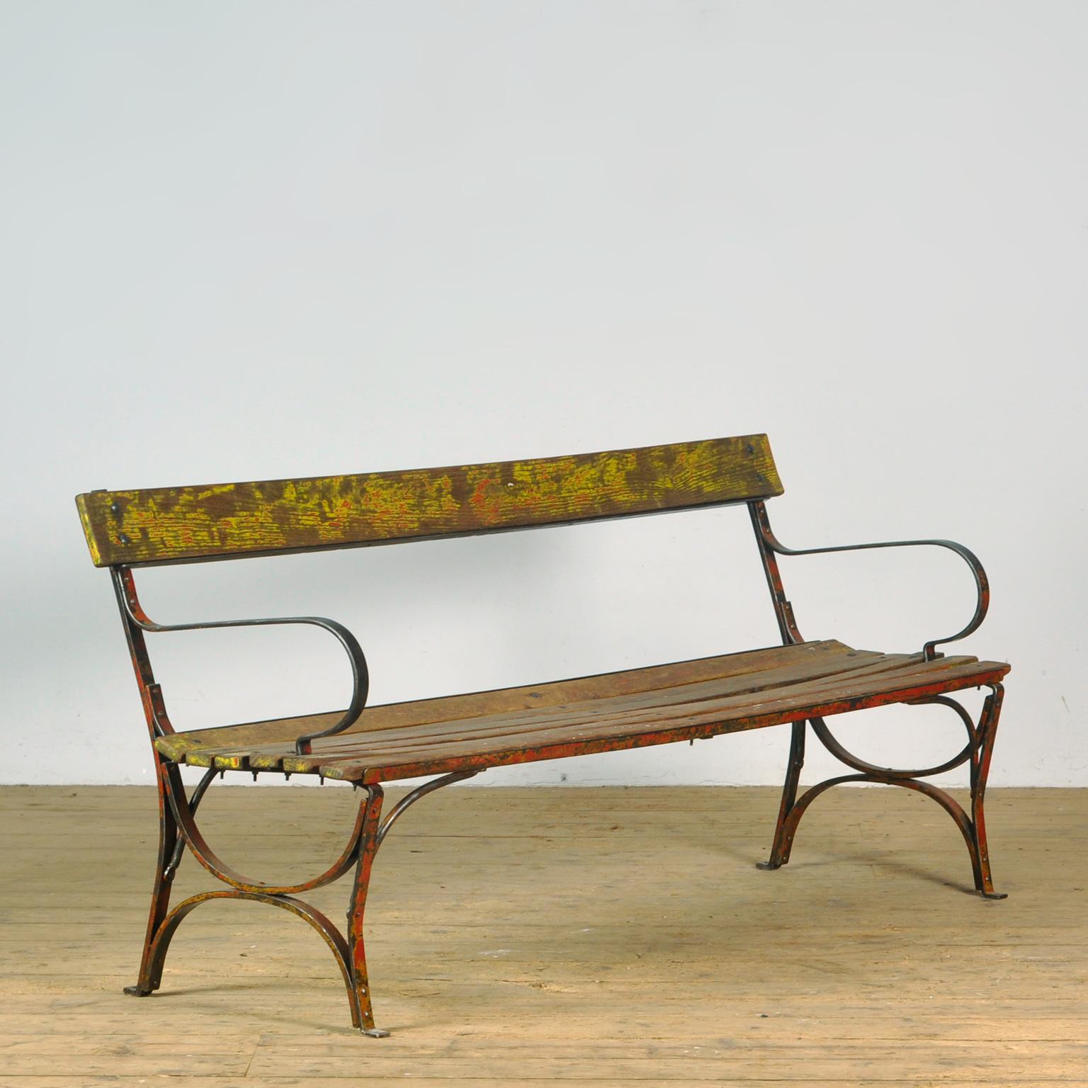 Industrial Riveted Iron Park Bench 1920s For Sale