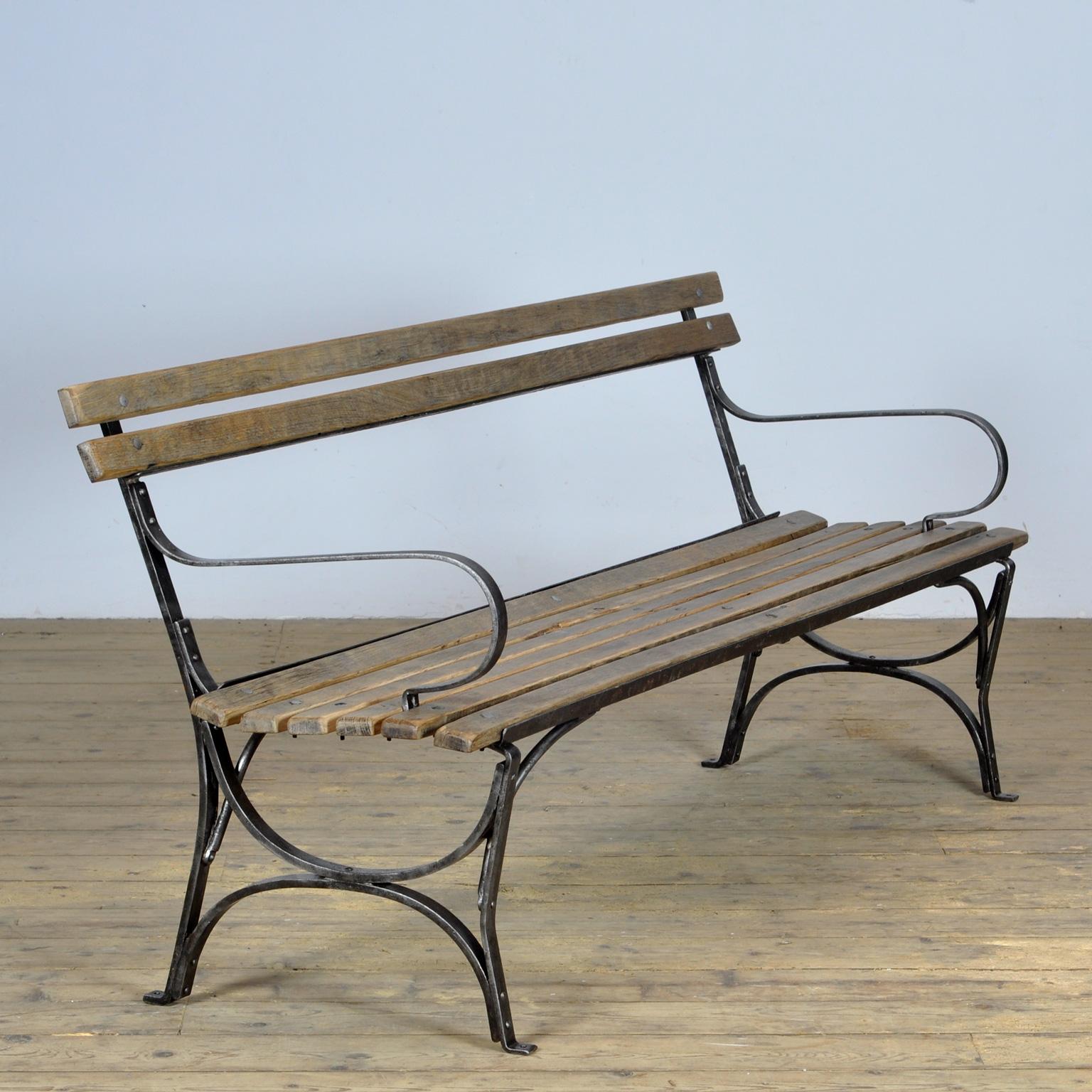 French Riveted Iron Park Bench, 1920s
